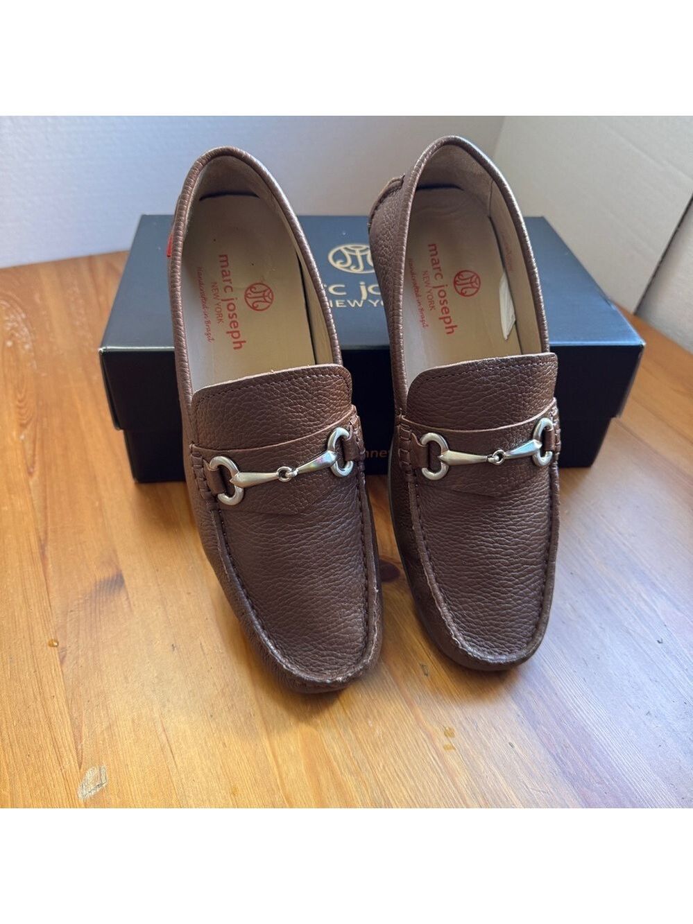 Marc Joseph brown leather loafers size 8